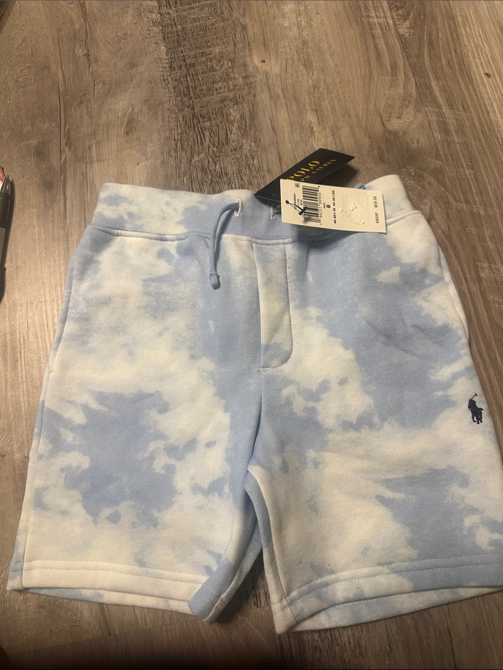 Polo by Ralph Lauren Light Blue & White Tie-Dye Cotton Shorts